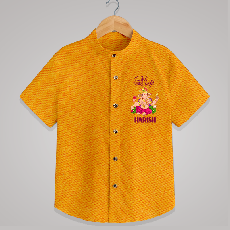 Happy Ganesh Chaturthi Shirt | Custom Baby Shirt for the Festival of Ganesh - CHROME YELLOW - 0 - 6 Months Old (Chest 23")