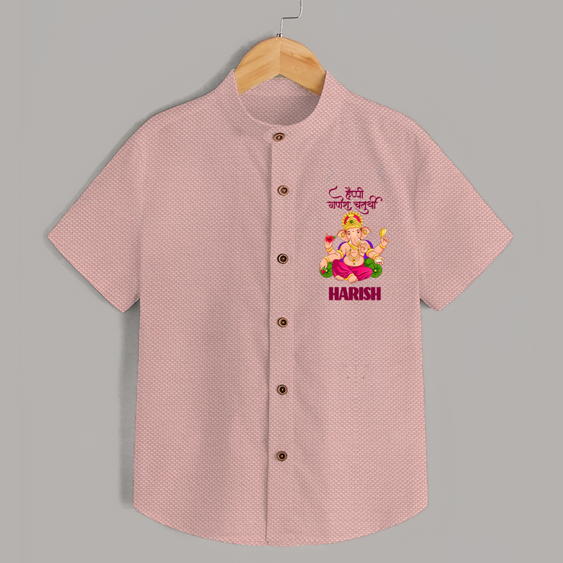 Happy Ganesh Chaturthi Shirt | Custom Baby Shirt for the Festival of Ganesh - PEACH - 0 - 6 Months Old (Chest 23")