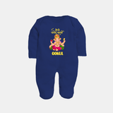 Happy Ganesh Chaturthi Sleep Suit | Custom Baby Sleep Suit for the Festival of Ganesh - NAVY BLUE - New Born (Chest 7.5")