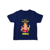 Happy Ganesh Chaturthi T-shirt | Custom Baby T-shirt for the Festival of Ganesh - NAVY BLUE - 0-5 Months Old (Chest 17")
