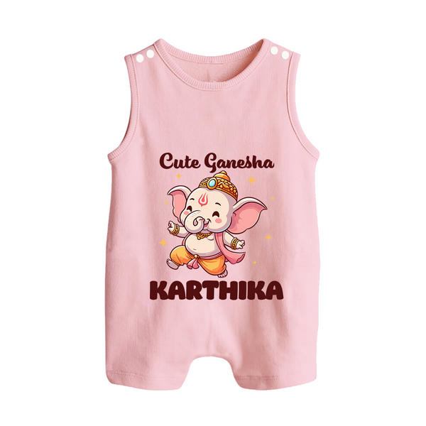Cute Ganesha Romper Suit | Personalized Baby Romper Suit for Your Little Ganesha - BABY PINK - 0 - 5 Months Old (Chest 18")