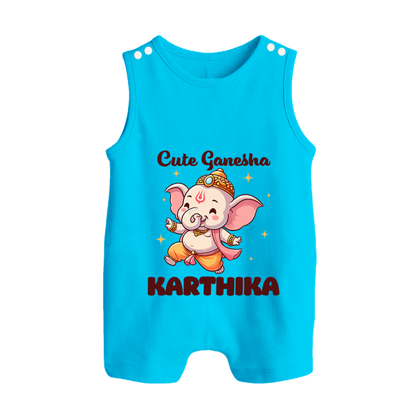 Cute Ganesha Romper Suit | Personalized Baby Romper Suit for Your Little Ganesha - SKY BLUE - 0 - 5 Months Old (Chest 18")