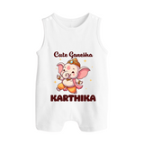 Cute Ganesha Romper Suit | Personalized Baby Romper Suit for Your Little Ganesha - WHITE - 0 - 5 Months Old (Chest 18")