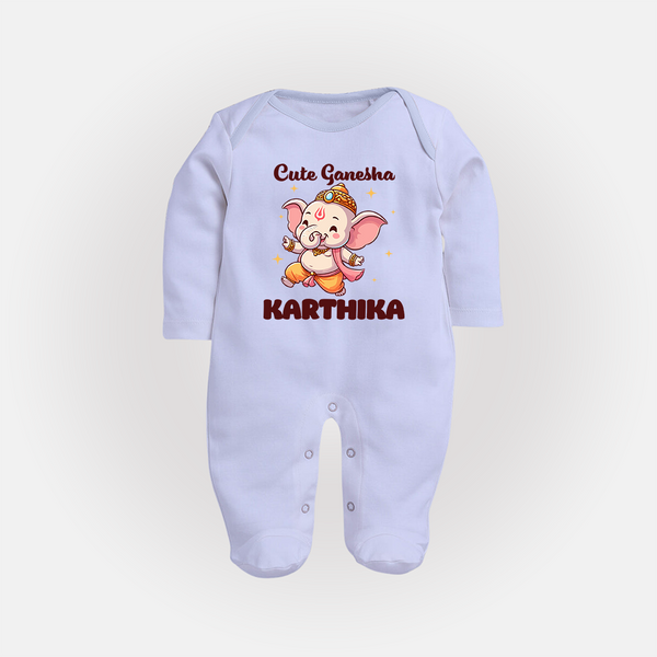 Cute Ganesha Sleep Suit | Personalized Baby Sleep Suit for Your Little Ganesha - BABY BLUE - New Born (Chest 7.5")