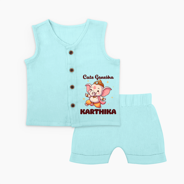 Cute Ganesha Jabla Set | Personalized Baby Jabla Set for Your Little Ganesha - BABY BLUE - 0 - 3 Months Old (Chest 9.8")