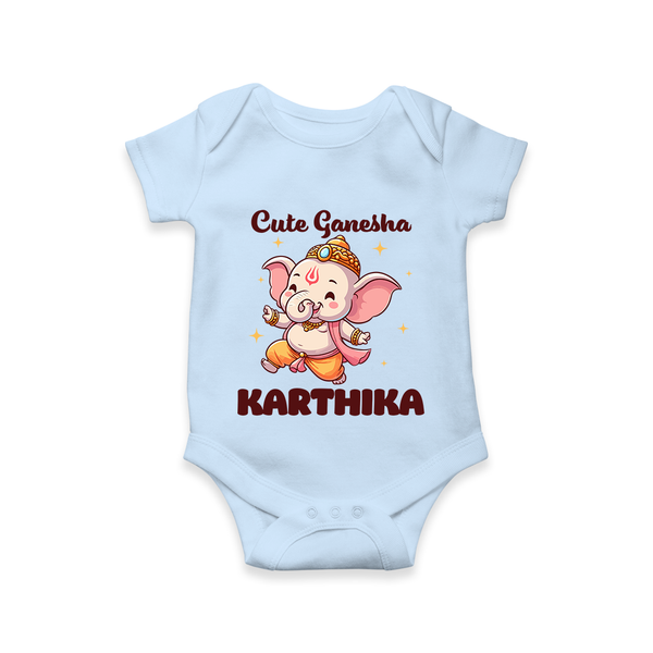 Cute Ganesha Romper / Onesie | Personalized Baby Romper / Onesie for Your Little Ganesha - BABY BLUE - New Born (Chest 14")