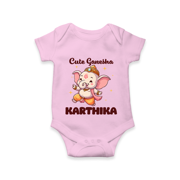 Cute Ganesha Romper / Onesie | Personalized Baby Romper / Onesie for Your Little Ganesha - BABY PINK - New Born (Chest 14")