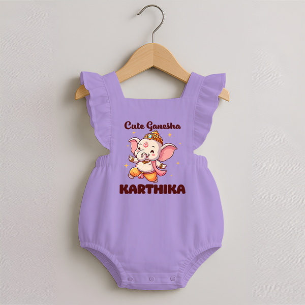 Cute Ganesha Romper Frock | Personalized Baby Romper Frock for Your Little Ganesha - LILAC - 0 - 3 Months Old (Chest 19")