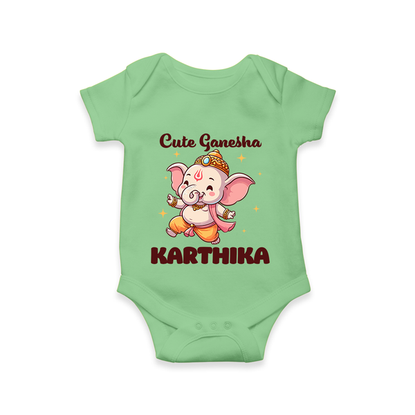 Cute Ganesha Romper / Onesie | Personalized Baby Romper / Onesie for Your Little Ganesha - GREEN - New Born (Chest 14")