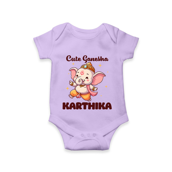 Cute Ganesha Romper / Onesie | Personalized Baby Romper / Onesie for Your Little Ganesha - LILAC - New Born (Chest 14")