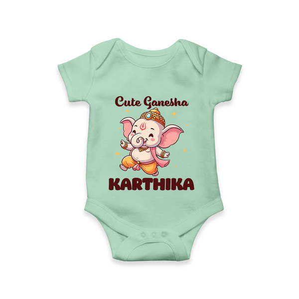Cute Ganesha Romper / Onesie | Personalized Baby Romper / Onesie for Your Little Ganesha - MINT GREEN - New Born (Chest 14")