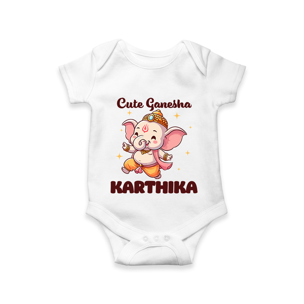 Cute Ganesha Romper / Onesie | Personalized Baby Romper / Onesie for Your Little Ganesha - WHITE - New Born (Chest 14")