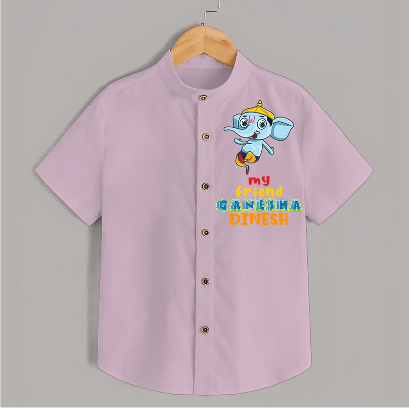 My Friend Ganesha - Customised Shirt for Kids - PINK - 0-6 Months Old (Chest 23")