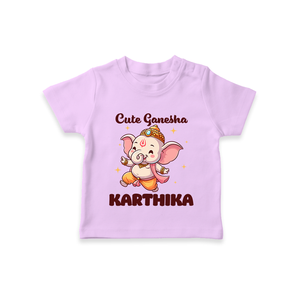 Cute Ganesha T-shirt | Personalized Baby T-shirt for Your Little Ganesha - LILAC - 0-5 Months Old (Chest 17")