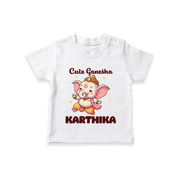 Cute Ganesha T-shirt | Personalized Baby T-shirt for Your Little Ganesha - WHITE - 0-5 Months Old (Chest 17")