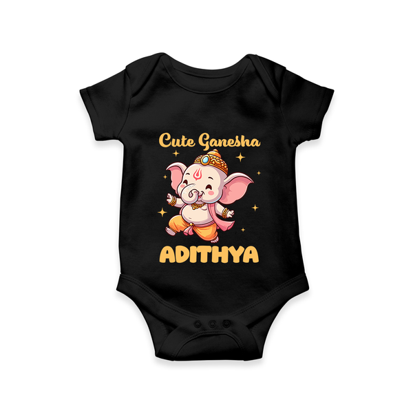 Cute Ganesha Romper / Onesie | Personalized Baby Romper / Onesie for Your Little Ganesha - BLACK - New Born (Chest 14")
