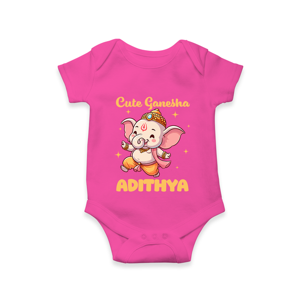 Cute Ganesha Romper / Onesie | Personalized Baby Romper / Onesie for Your Little Ganesha - HOT PINK - New Born (Chest 14")