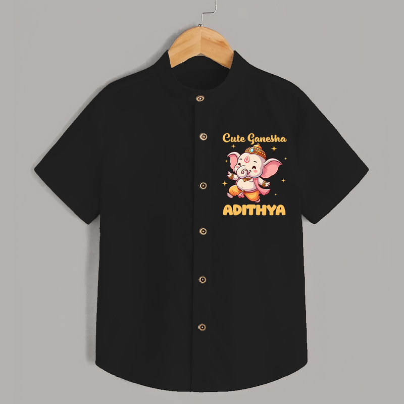Cute Ganesha Shirt | Personalized Baby Shirt for Your Little Ganesha - BLACK - 0 - 6 Months Old (Chest 23")
