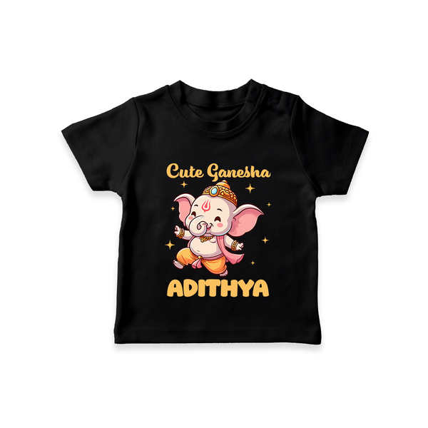 Cute Ganesha T-shirt | Personalized Baby T-shirt for Your Little Ganesha - BLACK - 0-5 Months Old (Chest 17")