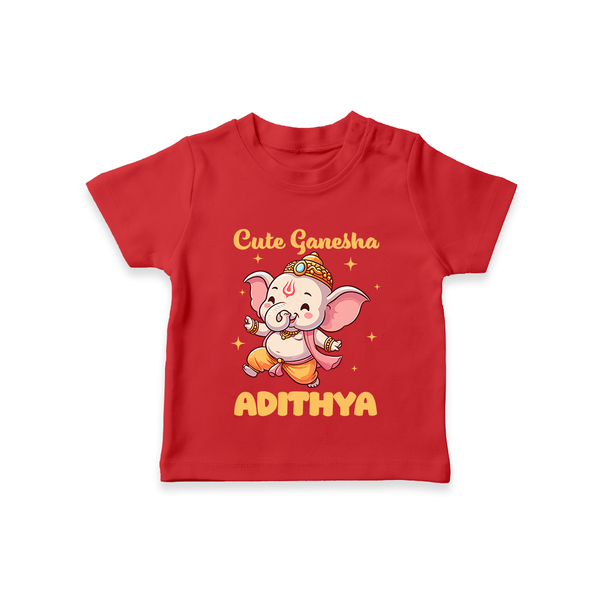 Cute Ganesha T-shirt | Personalized Baby T-shirt for Your Little Ganesha - RED - 0-5 Months Old (Chest 17")