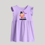 Chill With Bappa Baby Frock | Custom Baby Frock for Relaxing with Ganesha - LILAC - 0 - 3 Months Old (Chest 17")