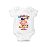 Ganesh Chaturthi Celebration - Ganpati Bappa Moriya Customized Romper For Kids - WHITE - 0 - 3 Months Old (Chest 16")