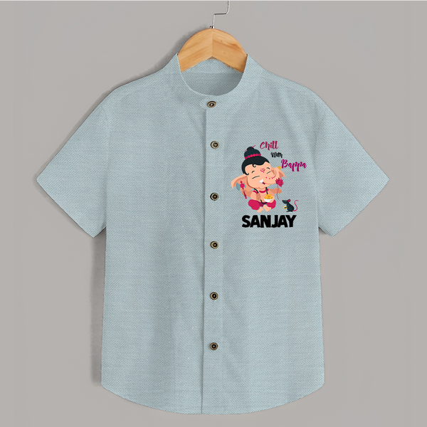 Chill With Bappa Shirt | Custom Baby Shirt for Relaxing with Ganesha - ARCTIC BLUE - 0 - 6 Months Old (Chest 23")