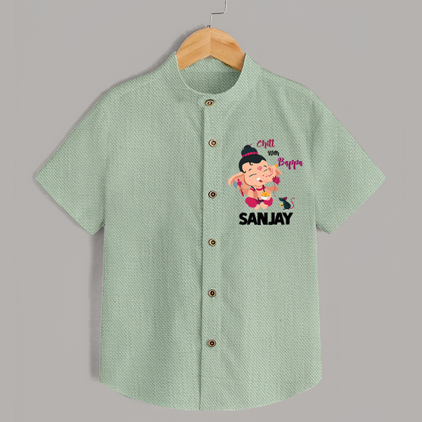 Chill With Bappa Shirt | Custom Baby Shirt for Relaxing with Ganesha - MINT GREEN - 0 - 6 Months Old (Chest 23")