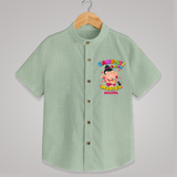 Ganesh Chaturthi Celebration - Ganpati Bappa Moriya Customized Shirt For Kids - MINT GREEN - 0 - 6 Months Old (Chest 23")