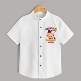 Ganesh Chaturthi Celebration - Ganpati Bappa Moriya Customized Shirt For Kids - WHITE - 0 - 6 Months Old (Chest 23")