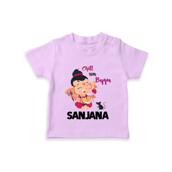 Chill With Bappa T-shirt | Custom Baby T-shirt for Relaxing with Ganesha - LILAC - 0-5 Months Old (Chest 17")