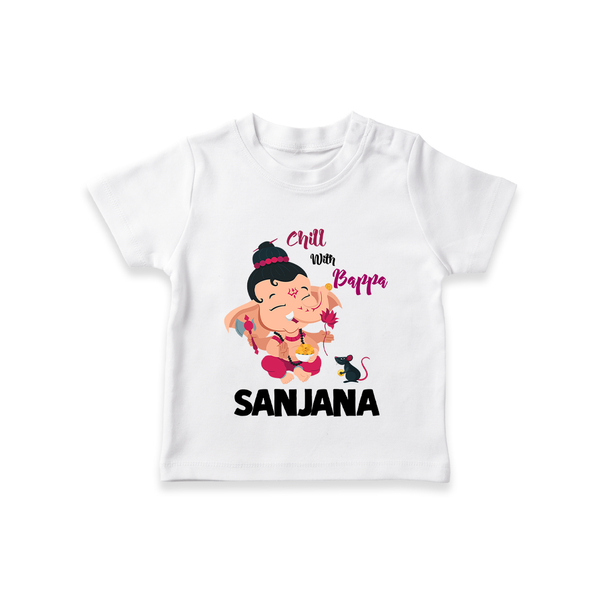 Chill With Bappa T-shirt | Custom Baby T-shirt for Relaxing with Ganesha - WHITE - 0-5 Months Old (Chest 17")
