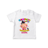 Ganesh Chaturthi Celebration - Ganpati Bappa Moriya Customized T-Shirt For Kids - WHITE - 0-5 Months Old (Chest 17")