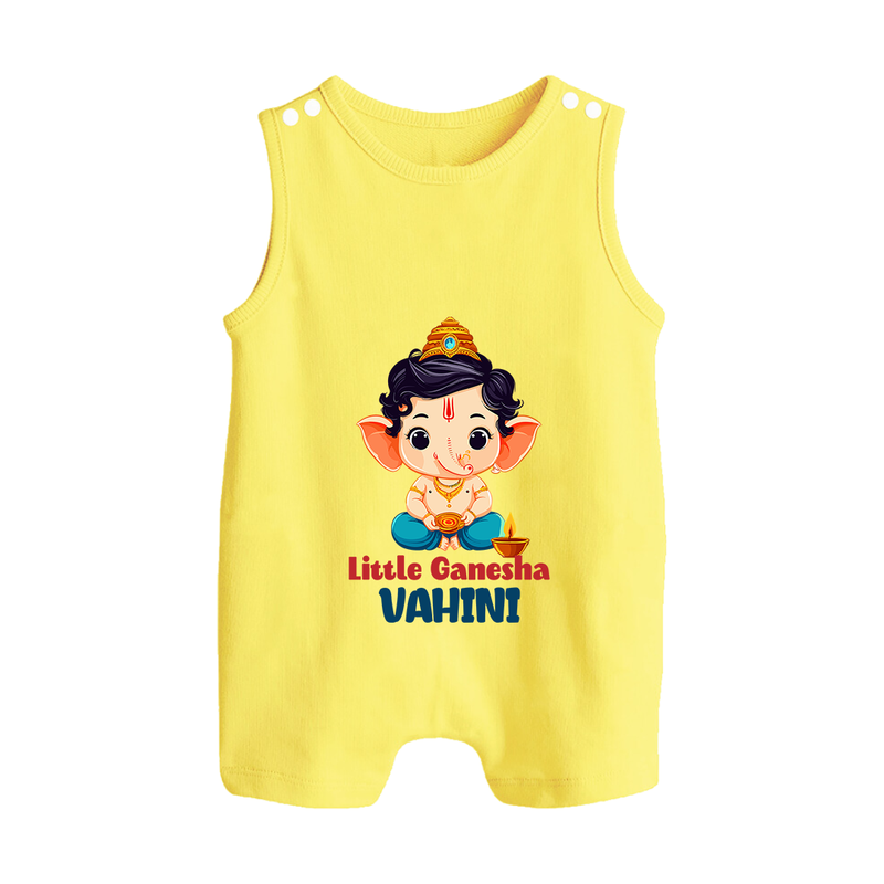 Little Ganesha Romper Suit | Personalized Baby Romper Suit for Your Little Ganesha - PASTEL YELLOW - 0 - 5 Months Old (Chest 18")