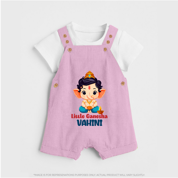 Little Ganesha Dungaree | Personalized Baby Dungaree for Your Little Ganesha - BABY PINK - 0 - 5 Months Old (Chest 18")
