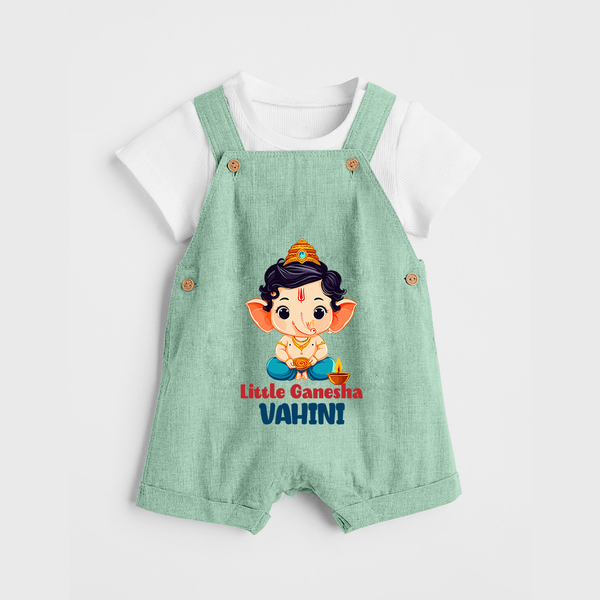 Little Ganesha Dungaree | Personalized Baby Dungaree for Your Little Ganesha - MINT GREEN - 0 - 5 Months Old (Chest 18")