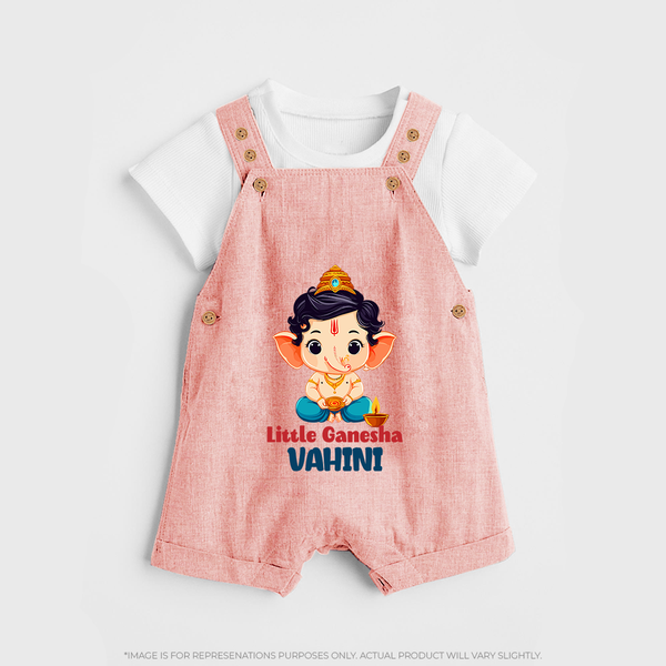 Little Ganesha Dungaree | Personalized Baby Dungaree for Your Little Ganesha - PEACH - 0 - 5 Months Old (Chest 18")