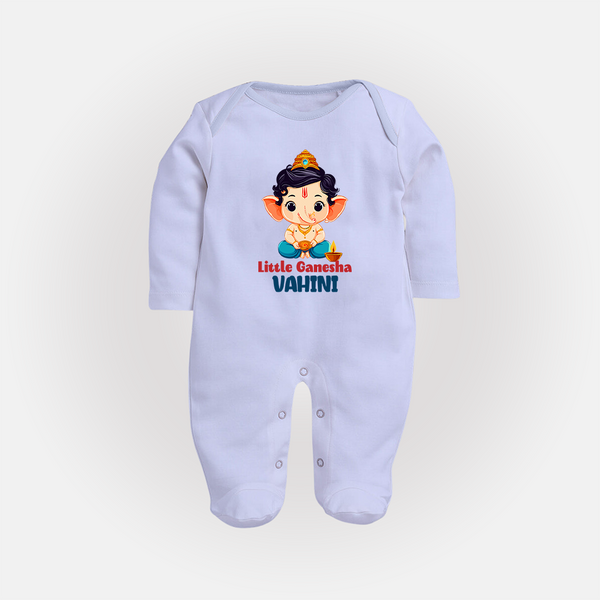 Little Ganesha Sleep Suit | Personalized Baby Sleep Suit for Your Little Ganesha - BABY BLUE - New Born (Chest 7.5")