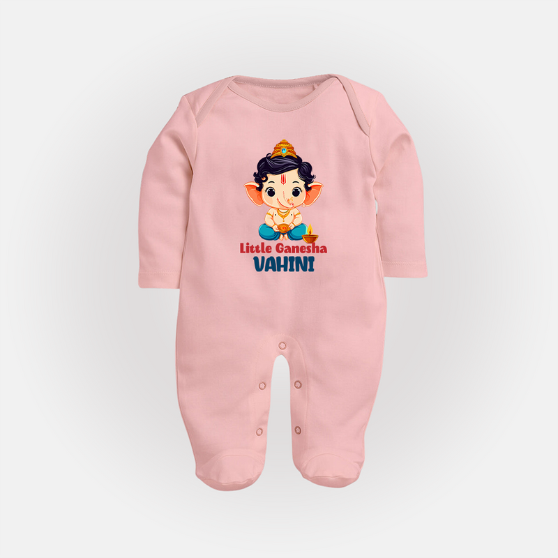 Little Ganesha Sleep Suit | Personalized Baby Sleep Suit for Your Little Ganesha - BABY PINK - New Born (Chest 7.5")