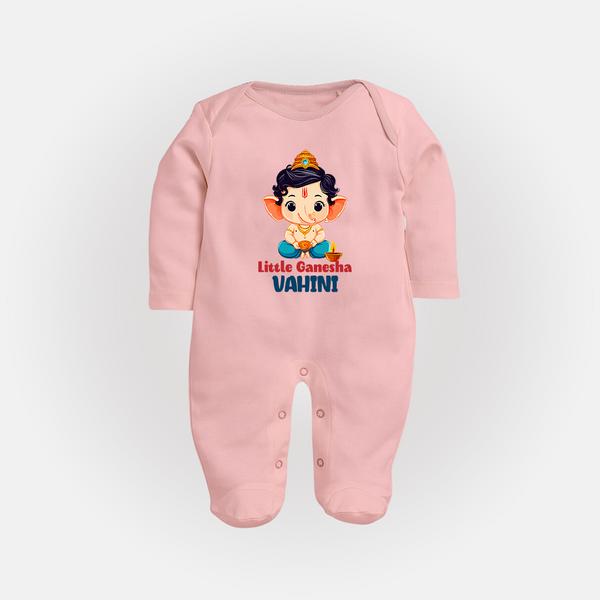 Little Ganesha Sleep Suit | Personalized Baby Sleep Suit for Your Little Ganesha - BABY PINK - New Born (Chest 7.5")