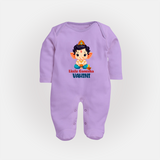 Little Ganesha Sleep Suit | Personalized Baby Sleep Suit for Your Little Ganesha - LILAC - New Born (Chest 7.5")