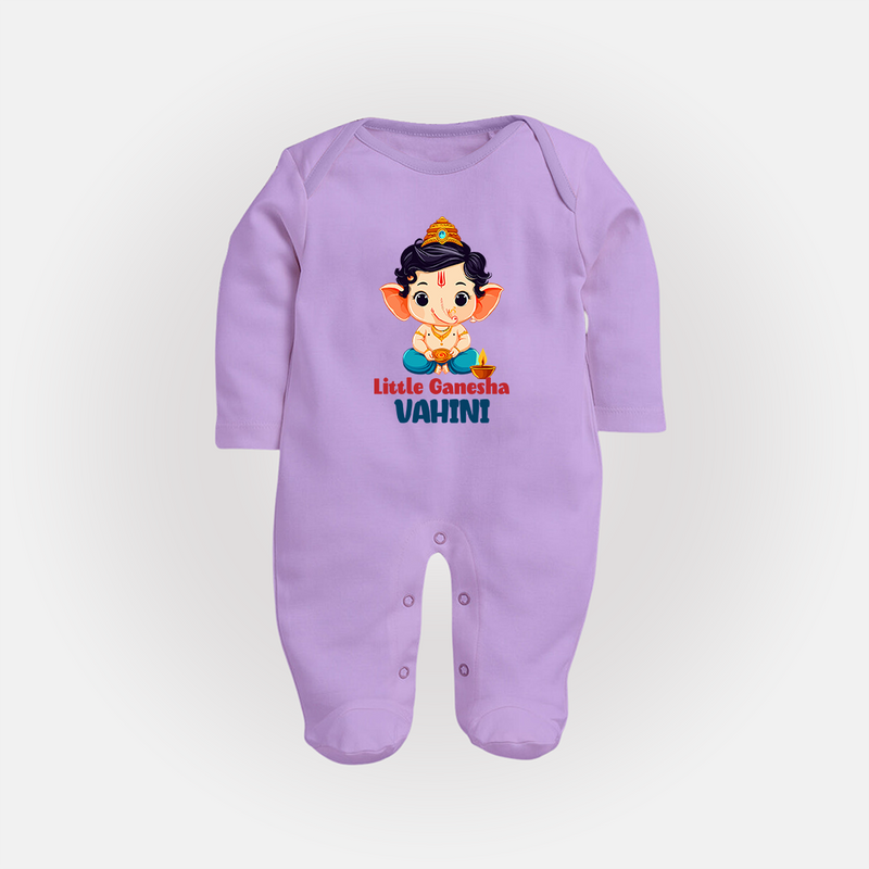 Little Ganesha Sleep Suit | Personalized Baby Sleep Suit for Your Little Ganesha - LILAC - New Born (Chest 7.5")