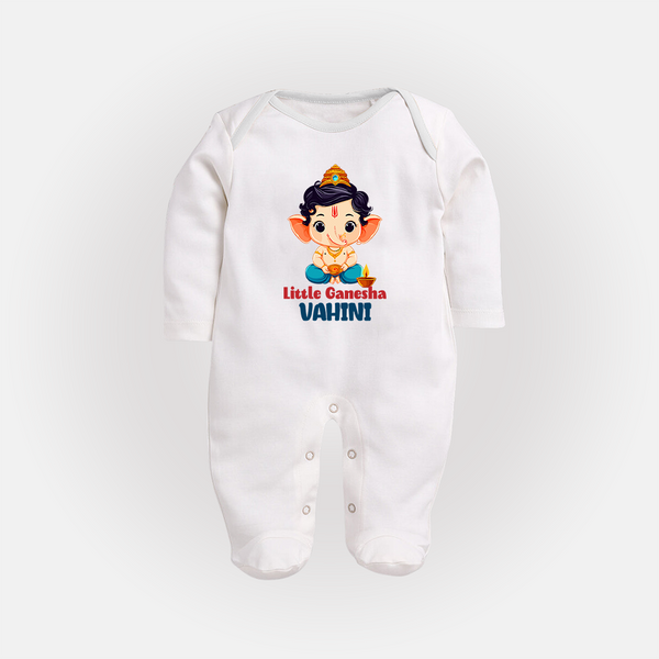 Little Ganesha Sleep Suit | Personalized Baby Sleep Suit for Your Little Ganesha - WHITE - New Born (Chest 7.5")