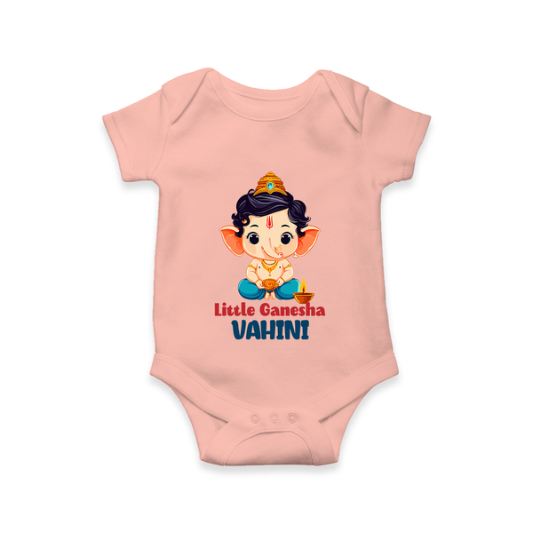 Little Ganesha Romper / Onesie | Personalized Baby Romper / Onesie for Your Little Ganesha - PEACH - New Born (Chest 14")