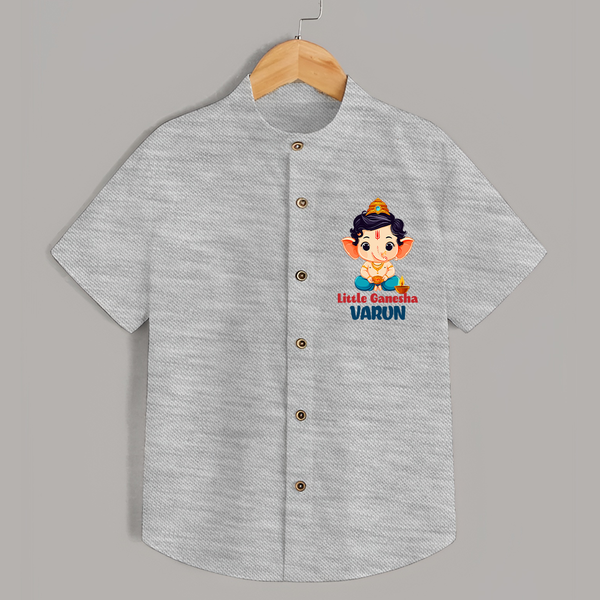 Little Ganesha Shirt | Personalized Baby Shirt for Your Little Ganesha - GREY - 0 - 6 Months Old (Chest 23")