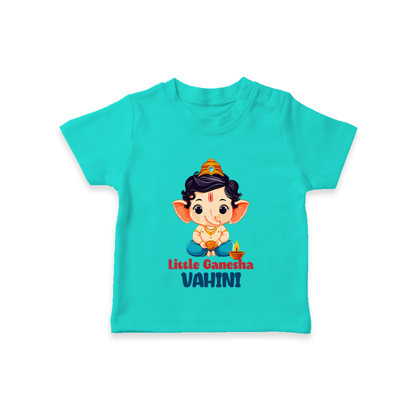 Little Ganesha T-shirt | Personalized Baby T-shirt for Your Little Ganesha - TEAL - 0-5 Months Old (Chest 17")