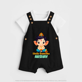 Little Ganesha Dungaree | Personalized Baby Dungaree for Your Little Ganesha - BLACK - 0 - 5 Months Old (Chest 18")