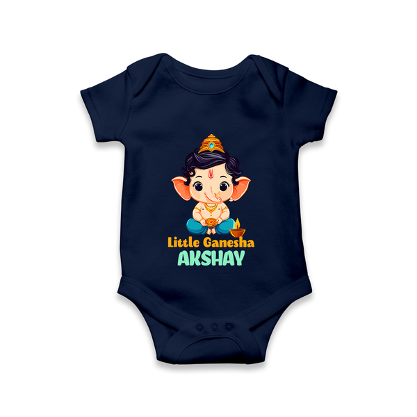 Little Ganesha Romper / Onesie | Personalized Baby Romper / Onesie for Your Little Ganesha - NAVY BLUE - New Born (Chest 14")