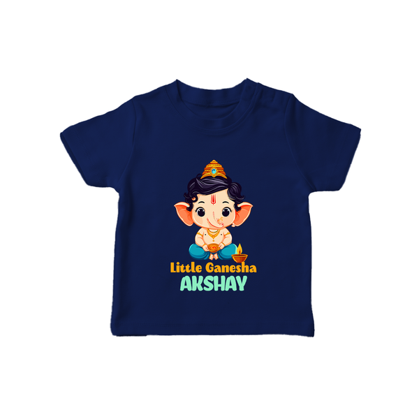 Little Ganesha T-shirt | Personalized Baby T-shirt for Your Little Ganesha - NAVY BLUE - 0-5 Months Old (Chest 17")