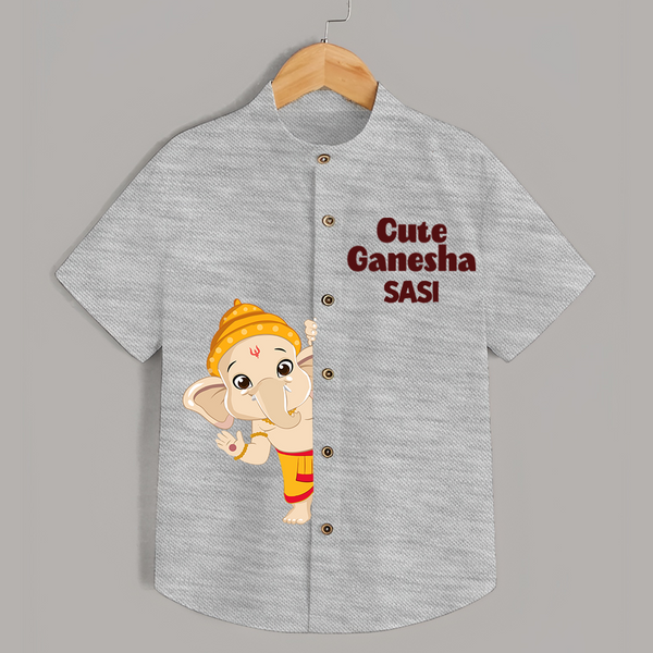 Cute Ganesha Special Edition Shirt | Personalized Baby Shirt for Your Little Ganesha - GREY - 0 - 6 Months Old (Chest 23")